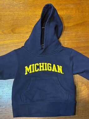 Michigan Navy Kids Hoodie with Yellow Logo